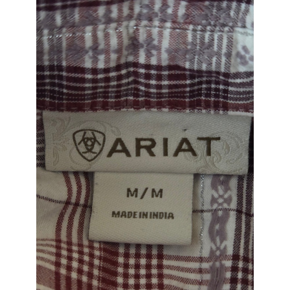 ARIAT Women's size Medium Snap up top Pearl snaps Plaid long sleeve Western - Picture 8 of 12